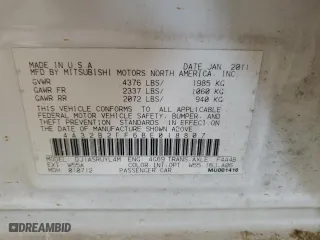 2011 Mitsubishi Galant FE with VIN 4A32B2FF6BE018807, listed as a Copart auction lot 46216325 with 0 mi miles and Salvage Title. Bid and sale history available at carsss.com. Image 12.