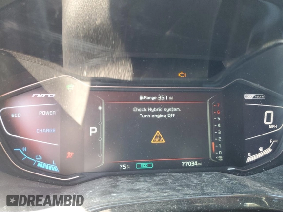 2020 Kia Niro EX Premium with VIN KNDCE3LC3L5372039, listed as a Copart auction lot 70039484 with 77,034 mi miles and Salvage Title. Bid and sale history available at carsss.com. Image 9.