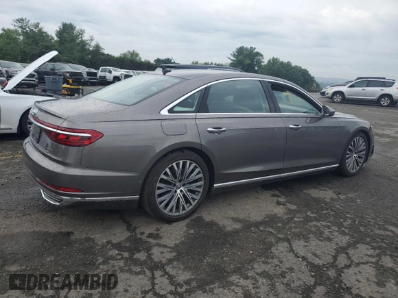 2019 Audi A8 with VIN WAU8DAF85KN001836, listed as a Copart auction lot 62670185 with 44,661 mi miles and Salvage title. Bid and sale history available at DreamBid. Image 3.
