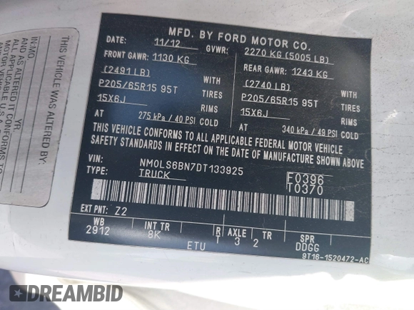 2013 Ford Transit Connect XLT z VIN NM0LS6BN7DT133925, wystawiony jako IAAI lot #41843878 z przebiegiem 120 425 mil mil oraz . Historia ofert i sprzedaży dostępna na DreamBid. Obrazek 9.