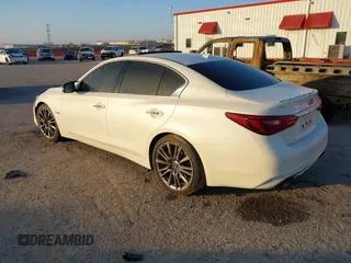 2018 Infiniti Q50 Red Sport 400 with VIN JN1FV7AP3JM461528, listed as a IAAI auction lot 41152839 with 91,500 mi miles and . Bid and sale history available at DreamBid. Image 3.