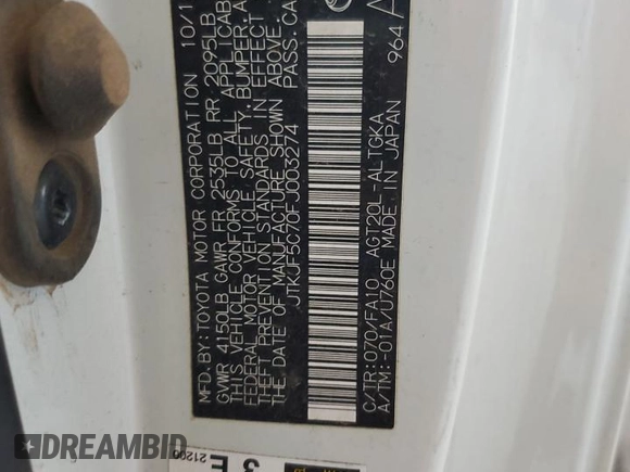 2015 Scion tC z VIN JTKJF5C70FJ003274, wystawiony jako Copart lot #53675415 z przebiegiem 83 326 mil mil oraz Szkoda całkowita • Salvage title. Historia ofert i sprzedaży dostępna na DreamBid. Obrazek 13.