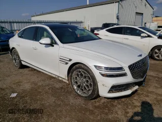 2023 Genesis G80 2.5T with VIN KMTGB4SC4PU144730, listed as a Copart auction lot 73025174 with 35,382 mi miles and Salvage Title. Bid and sale history available at carsss.com. Image 4.
