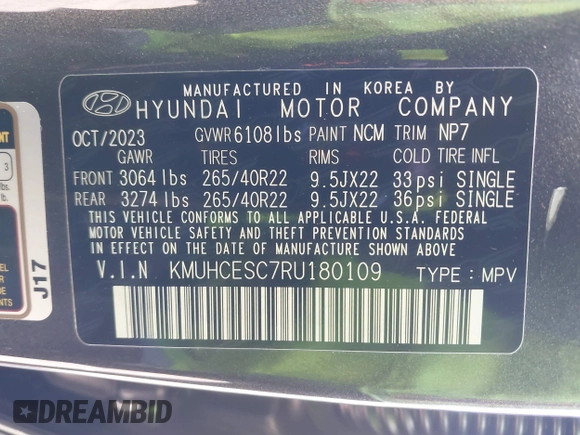 2024 Genesis GV80 with VIN KMUHCESC7RU180109, listed as a IAAI auction lot 41524166 with 4,109 mi miles and . Bid and sale history available at DreamBid. Image 9.