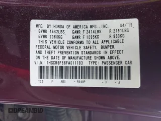 2015 Honda Accord EX-L с VIN 1HGCR6F56FA011193, выставлен на аукционе IAAI как лот 42163399 с пробегом 203 895 миль миль и . История ставок и продаж доступна на DreamBid. Изображение 9.