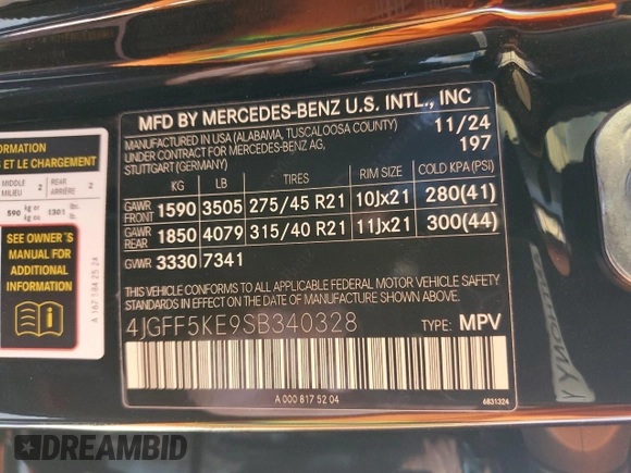 2025 Mercedes-Benz GLS 450 z VIN 4JGFF5KE9SB340328, wystawiony jako Copart lot #54246635 z przebiegiem 250 mil mil oraz Szkoda całkowita • Salvage title. Historia ofert i sprzedaży dostępna na DreamBid. Obrazek 12.