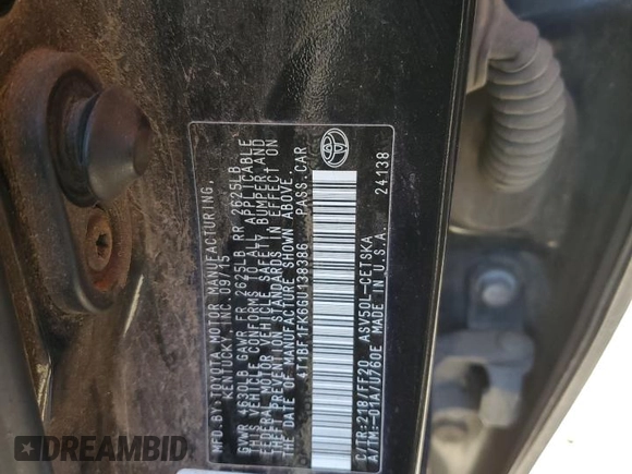 2016 Toyota Camry XLE with VIN 4T1BF1FK6GU138386, listed as a Copart auction lot 48953475 with 232,328 mi miles and Salvage Title. Bid and sale history available at carsss.com. Image 12.