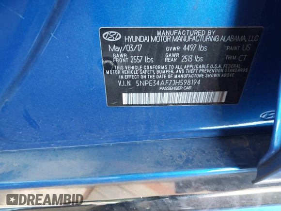 2018 Hyundai Sonata Limited with VIN 5NPE34AF7JH598194, listed as a IAAI auction lot 41888063 with 53,805 mi miles. Bid and sale history available at carsss.com. Image 9.