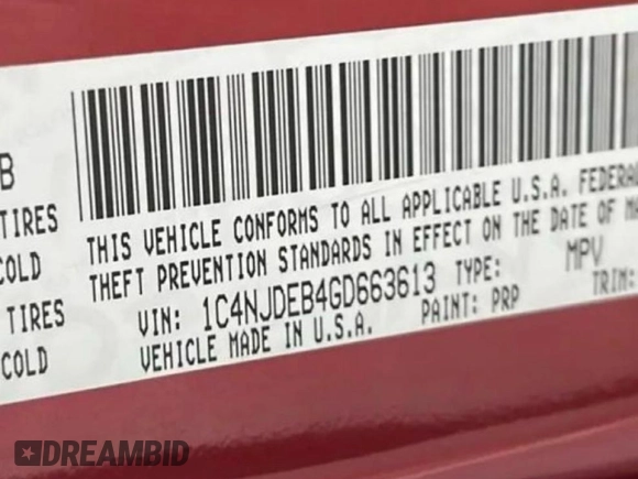 2016 Jeep Compass High Altitude with VIN 1C4NJDEB4GD663613, listed as a Copart auction lot 62422125 with 53,483 mi miles and Clean title. Bid and sale history available at DreamBid. Image 10.