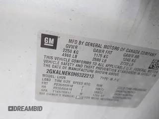 2017 GMC Terrain SLE z VIN 2GKALNEK0H6322213, wystawiony jako IAAI lot #42001066 z przebiegiem 84 892 mil mil oraz . Historia ofert i sprzedaży dostępna na DreamBid. Obrazek 9.