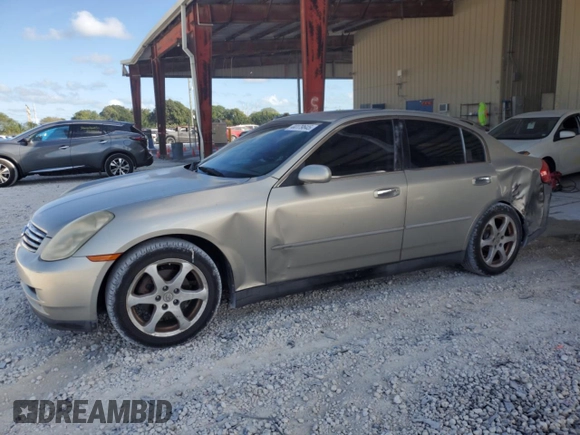 2003 Infiniti G35 w/Leather with VIN JNKCV51E53M317323, listed as a Copart auction lot 44179645 with 192,228 mi miles and Salvage Title. Bid and sale history available at carsss.com. Image 1.