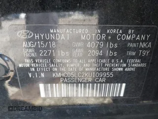 2019 Hyundai Ioniq Limited z VIN KMHC05LC2KU109955, wystawiony jako IAAI lot #42378350 z przebiegiem 67 768 mil mil oraz . Historia ofert i sprzedaży dostępna na DreamBid. Obrazek 9.