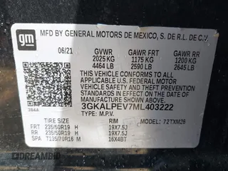 2021 GMC Terrain SLT with VIN 3GKALPEV7ML403222, listed as a IAAI auction lot 41893704 with 101,641 mi miles and . Bid and sale history available at DreamBid. Image 9.