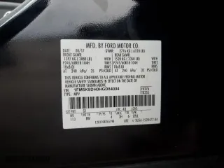 2017 Ford Explorer XLT with VIN 1FM5K8DH0HGD84004, listed as a Copart auction lot 44126095 with 94,116 mi miles and Salvage Title. Bid and sale history available at carsss.com. Image 15.