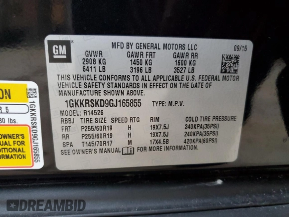 2016 GMC Acadia SLT with VIN 1GKKRSKD9GJ165855, listed as a Copart auction lot 41692875 with 87,413 mi miles and Clean Title. Bid and sale history available at carsss.com. Image 13.