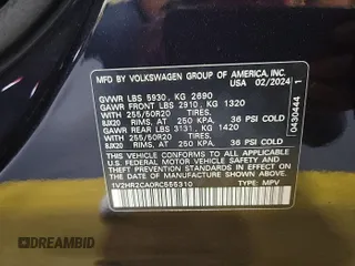 2024 Volkswagen Atlas SE with VIN 1V2HR2CA0RC555310, listed as a IAAI auction lot 42726962 with 18,978 mi miles and . Bid and sale history available at DreamBid. Image 6.