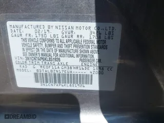 2019 Nissan Versa Sedan SV with VIN 3N1CN7AP6KL851926, listed as a IAAI auction lot 41889064 with 76,403 mi miles. Bid and sale history available at carsss.com. Image 9.
