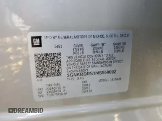 2021 Chevrolet Blazer LT z VIN 3GNKBDRS1MS559092, wystawiony jako Copart lot #54264495 z przebiegiem Nie podano mil oraz Nie do naprawy • Non repairable. Historia ofert i sprzedaży dostępna na DreamBid. Obrazek 13.