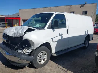 2018 Chevrolet Express Cargo Van with VIN 1GCWGAFG3J1907420, listed as a IAAI auction lot 41510854 with 91,112 mi miles. Bid and sale history available at carsss.com. Image 14.