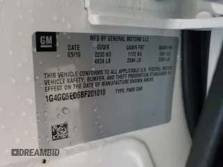 2011 Buick LaCrosse CXL with VIN 1G4GC5ED6BF201010, listed as a Copart auction lot 52025925 with 44,208 mi miles and Salvage Title. Bid and sale history available at DreamBid. Image 12.