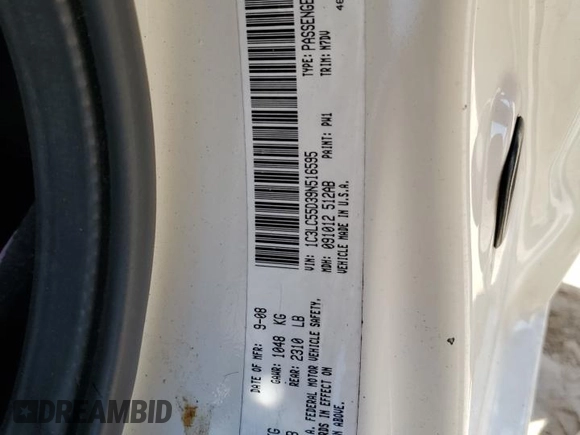 2009 Chrysler Sebring Touring with VIN 1C3LC55D39N516595, listed as a Copart auction lot 57251625 with Not provided miles and Salvage title. Bid and sale history available at DreamBid. Image 13.