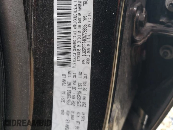 2019 Ram 1500 Big Horn with VIN 1C6SRFFT4KN778835, listed as a Copart auction lot 53491685 with Not provided miles and Non repairable. Bid and sale history available at DreamBid. Image 15.