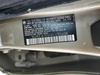 2004 BMW X5 3.0i with VIN 5UXFA13504LU35608, listed as a Copart auction lot 49435715 with 155,153 mi miles and Salvage Title. Bid and sale history available at carsss.com. Image 15.