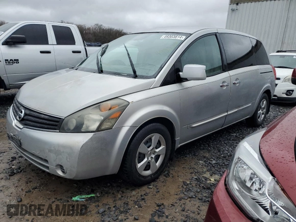 2008 Nissan Quest with VIN 5N1BV28U58N120335, listed as a Copart auction lot 49303814 with 78,457 mi miles and Clean Title. Bid and sale history available at carsss.com. Image 1.