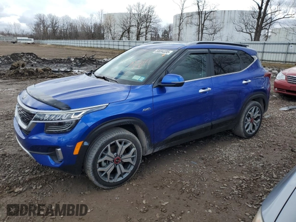 2021 Kia Seltos SX with VIN KNDETCA26M7081310, listed as a Copart auction lot 50694335 with 68,742 mi miles and Salvage Title. Bid and sale history available at carsss.com. Image 1.