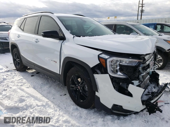 2024 GMC Terrain AT4 with VIN 3GKALYEG7RL289477, listed as a Copart auction lot 87857225 with 7,718 mi miles and Salvage Title. Bid and sale history available at DreamBid. Image 4.