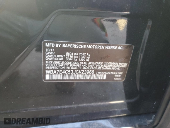2018 BMW 7 Series 740i xDrive with VIN WBA7E4C53JGV23968, listed as a Copart auction lot 77244814 with 0 mi miles and Salvage Title. Bid and sale history available at carsss.com. Image 15.