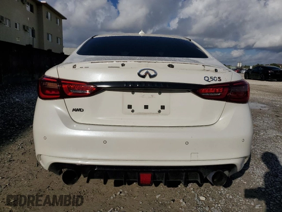 2020 Infiniti Q50 Red Sport 400 with VIN JN1FV7AR5LM660861, listed as a Copart auction lot 46030555 with 36,249 mi miles and Non Repairable. Bid and sale history available at carsss.com. Image 6.