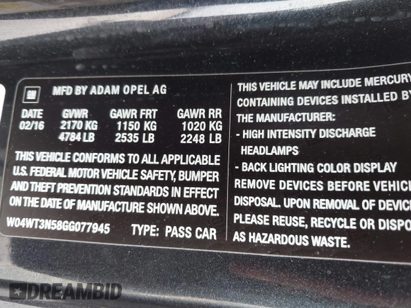 2016 Buick Cascada Premium с VIN W04WT3N58GG077945, выставлен на аукционе IAAI как лот 42291031 с пробегом 44 331 миль миль и . История ставок и продаж доступна на DreamBid. Изображение 9.