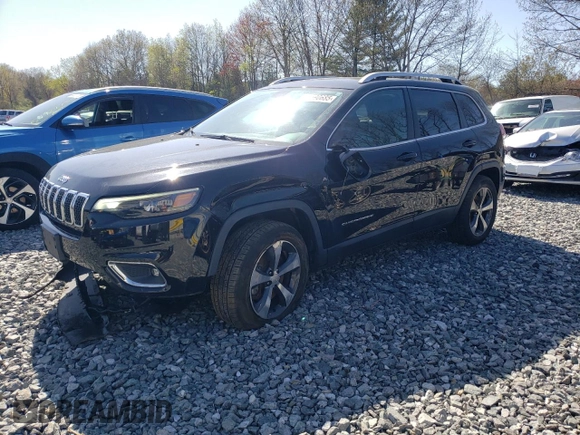 2019 Jeep Cherokee Limited with VIN 1C4PJMDX2KD239989, listed as a Copart auction lot 54590685 with 87,568 mi miles and Salvage title. Bid and sale history available at DreamBid. Image 1.