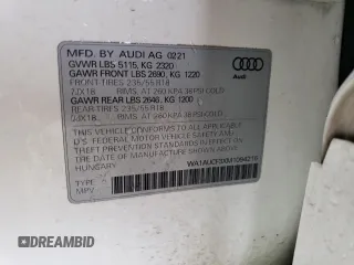 2021 Audi Q3 Premium with VIN WA1AUCF3XM1094216, listed as a Copart auction lot 58710615 with 86,743 mi miles and Salvage title. Bid and sale history available at DreamBid. Image 13.