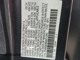 2025 Honda CR-V Sport-L with VIN 7FARS6H84SE012482, listed as a Copart auction lot 55705295 with 3,547 mi miles and Salvage Title. Bid and sale history available at DreamBid. Image 13.