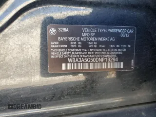 2013 BMW 3 Series 328i with VIN WBA3A5G50DNP19294, listed as a Copart auction lot 43992355 with 145,082 mi miles and Salvage Title. Bid and sale history available at carsss.com. Image 13.