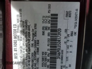 2013 Ford Fusion SE Hybrid with VIN 3FA6P0LU5DR173920, listed as a Copart auction lot 50884705 with 121,385 mi miles and Salvage Title. Bid and sale history available at carsss.com. Image 12.