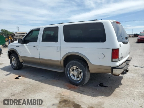 2005 Ford Excursion Eddie Bauer z VIN 1FMNU45S55EB52633, wystawiony jako Copart lot #56335435 z przebiegiem Nie podano mil oraz Czysty tytuł • Clean title. Historia ofert i sprzedaży dostępna na DreamBid. Obrazek 2.