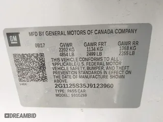 2018 Chevrolet Impala Premier with VIN 2G1125S35J9123960, listed as a IAAI auction lot 41971618 with 82,823 mi miles. Bid and sale history available at carsss.com. Image 9.