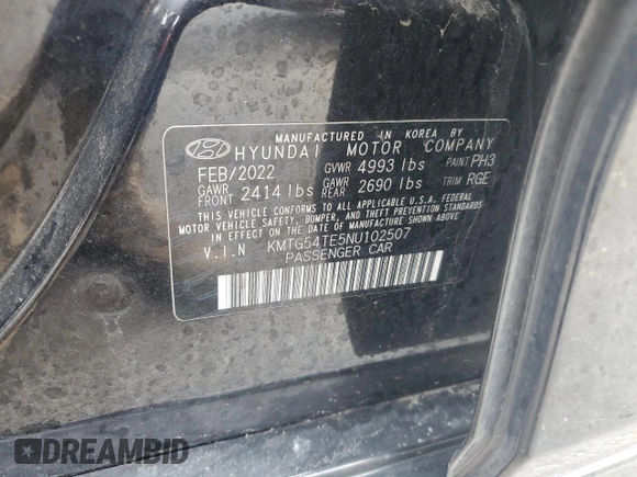 2022 Genesis G70 3.3T z VIN KMTG54TE5NU102507, wystawiony jako Copart lot #43708805 z przebiegiem 25 474 mil mil oraz Szkoda całkowita • Salvage title. Historia ofert i sprzedaży dostępna na DreamBid. Obrazek 12.