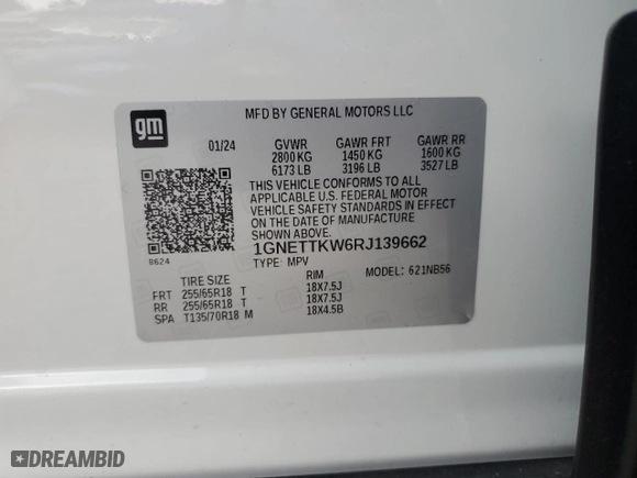 2024 Chevrolet Traverse Limited LS with VIN 1GNETTKW6RJ139662, listed as a Copart auction lot 61756144 with 3,997 mi miles and Salvage Title. Bid and sale history available at carsss.com. Image 13.