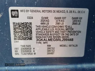 2024 GMC Terrain SLE z VIN 3GKALMEG5RL299448, wystawiony jako Copart lot #51279035 z przebiegiem 8 606 mil mil oraz Szkoda całkowita • Salvage title. Historia ofert i sprzedaży dostępna na DreamBid. Obrazek 14.
