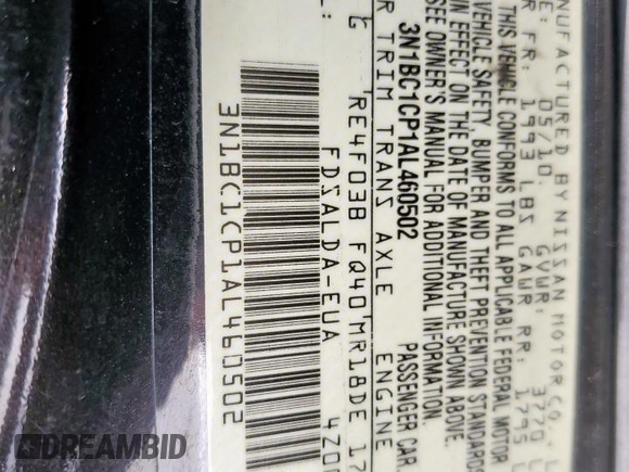 2010 Nissan Versa S with VIN 3N1BC1CP1AL460502, listed as a Copart auction lot 61106935 with 217,945 mi miles and Salvage title. Bid and sale history available at DreamBid. Image 12.