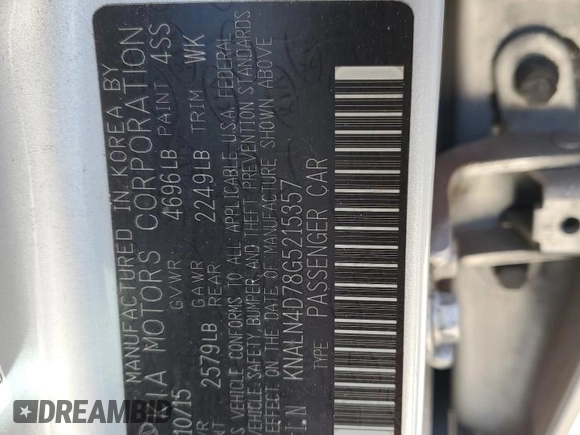 2016 Kia Cadenza Premium with VIN KNALN4D78G5215357, listed as a Copart auction lot 86891674 with 139,693 mi miles and Salvage Title. Bid and sale history available at carsss.com. Image 12.