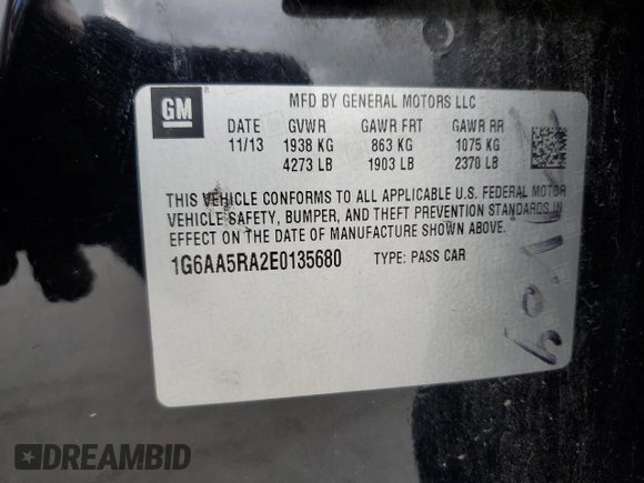 2014 Cadillac ATS Standard RWD z VIN 1G6AA5RA2E0135680, wystawiony jako Copart lot #58816355 z przebiegiem 168 700 mil mil oraz Tytuł czysty. Historia ofert i sprzedaży dostępna na DreamBid. Obrazek 12.