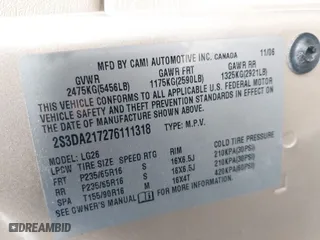 2007 Suzuki XL7 with VIN 2S3DA217276111318, listed as a IAAI auction lot 41682764 with 211,669 mi miles. Bid and sale history available at carsss.com. Image 9.