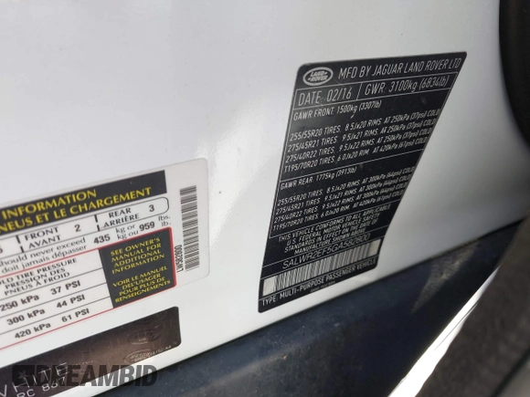 2016 Land Rover Range Rover Sport Dynamic with VIN SALWR2EF5GA582800, listed as a IAAI auction lot 42201483 with 136,270 mi miles and . Bid and sale history available at DreamBid. Image 9.