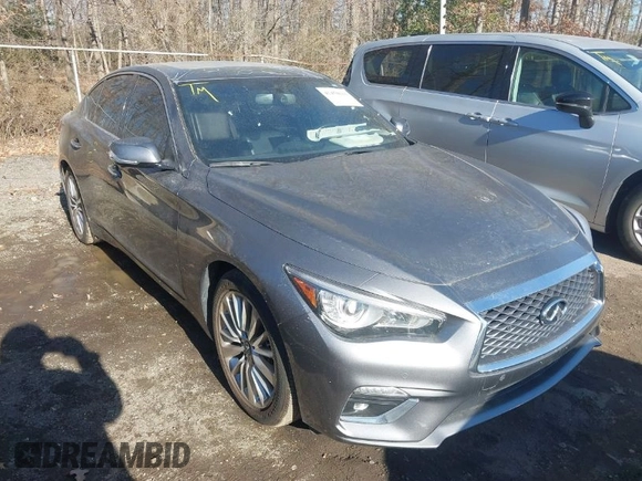 2021 Infiniti Q50 3.0t LUXE with VIN JN1EV7BP4MM705007, listed as a IAAI auction lot 41458611 with 59,246 mi miles. Bid and sale history available at carsss.com. Image 1.