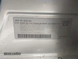 2005 Audi A4 SE z VIN WAULC68E85A058962, wystawiony jako IAAI lot #42332695 z przebiegiem Nie podano mil oraz . Historia ofert i sprzedaży dostępna na DreamBid. Obrazek 9.